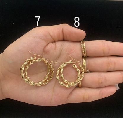 10k Gold Twisted Hoops, Twist Style Hoops, Small Hoops for Kids Girls, Medium Hoops for Women, Gold Hoop Earrings
