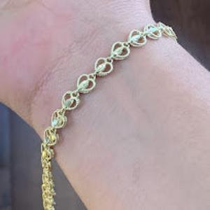 10k Gold Heart Turkish Bracelet, Women's Heart Gold Bracelet, Heart Style Bracelet, Open Heart Bracelet, Christmas