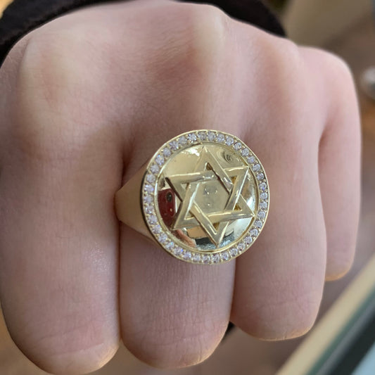 10k Gold Star of David Ring , Gold Men's Ring, Birthday Ring Gift, Unisex Ring, Astronomy Ring, Star Ring, David Star Gold Ring, Star of David Ring with stone