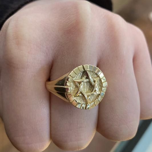 14k Gold Star of David Ring , Gold Men's Ring, Birthday Ring Gift, Unisex Ring, Astronomy Ring, Star Ring, David Star Gold Ring, Star of David Ring