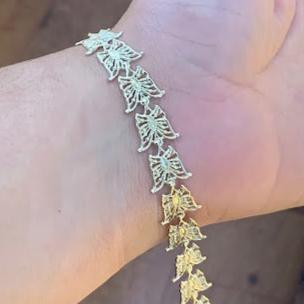 10k Gold Butterfly Bracelet, Women's Butterfly Charm Gold Bracelet, Gold Bracelet Gift