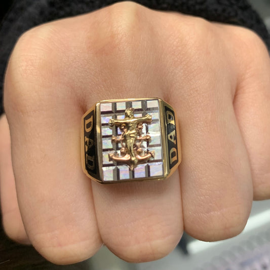 14k Dad Ring, 14k Father Ring, Gift for Father's Day ring, Men's Ring, Father's Day Gift, 14k Gold Ring, 14k Men's Ring