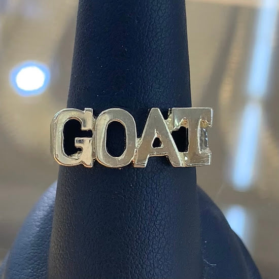 10k Gold GOAT Ring, Gold Men's Ring, Letter Ring, Word Ring, Custom Goat Ring