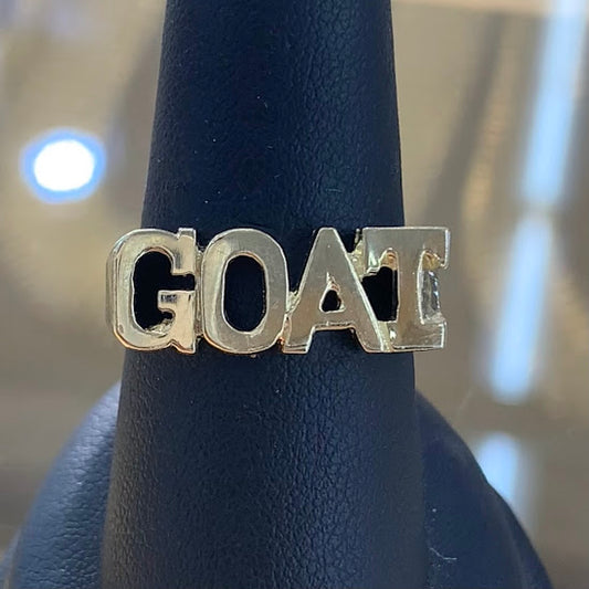 10k Gold GOAT Ring, Gold Men's Ring, Letter Ring, Word Ring, Custom Goat Ring