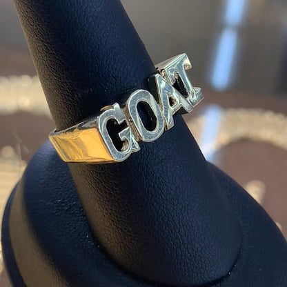 10k Gold GOAT Ring, Gold Men's Ring, Letter Ring, Word Ring, Custom Goat Ring