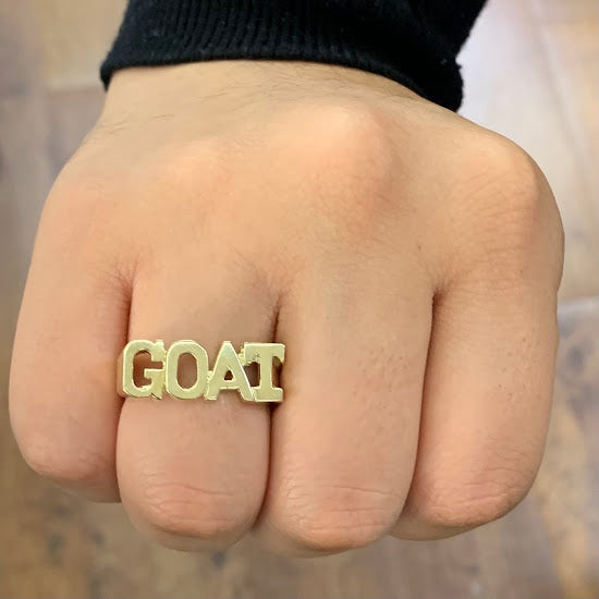 10k Gold GOAT Ring, Gold Men's Ring, Letter Ring, Word Ring, Custom Goat Ring