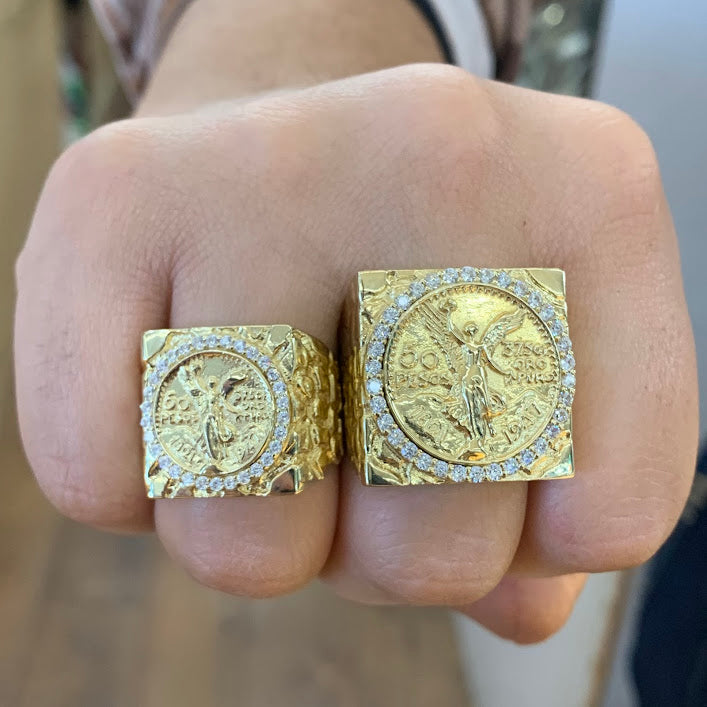 14k Gold Centenario Ring, Gold Men's Ring, Gold Coin Ring, Mexican Coin, 50 Pesos Mexicanos