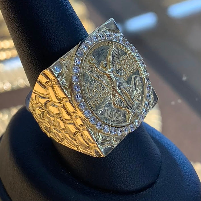14k Gold Centenario Ring, Gold Men's Ring, Gold Coin Ring, Mexican Coin, 50 Pesos Mexicanos