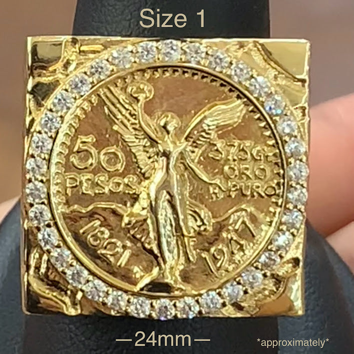 14k Gold Centenario Ring, Gold Men's Ring, Gold Coin Ring, Mexican Coin, 50 Pesos Mexicanos