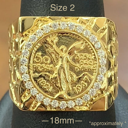 14k Gold Centenario Ring, Gold Men's Ring, Gold Coin Ring, Mexican