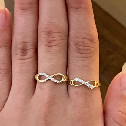 14k Gold Infinity Ring, Eternal Infinite  Ring, Gift for Her, Yellow Gold CZ Stone