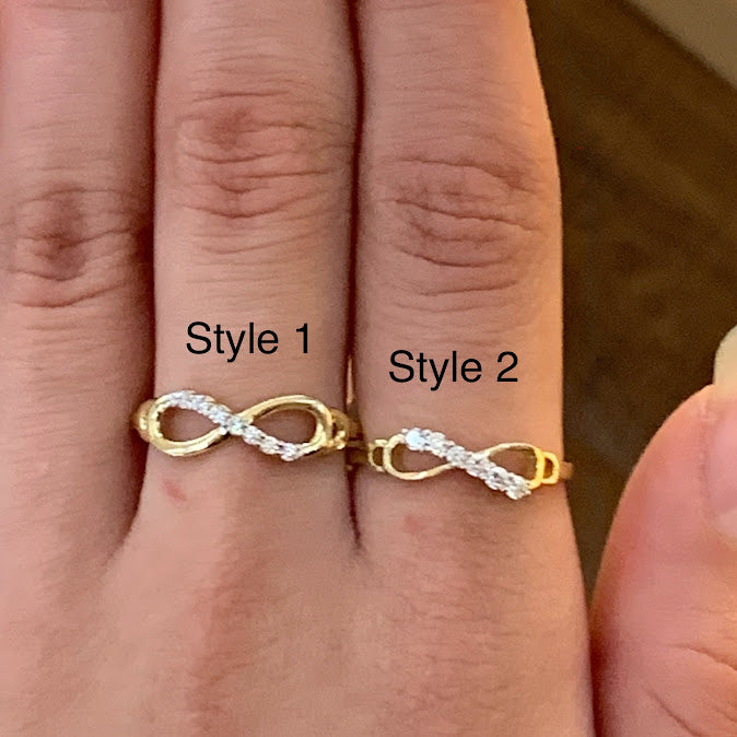 14k Gold Infinity Ring, Eternal Infinite  Ring, Gift for Her, Yellow Gold CZ Stone