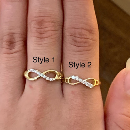14k Gold Infinity Ring, Eternal Infinite  Ring, Gift for Her, Yellow Gold CZ Stone