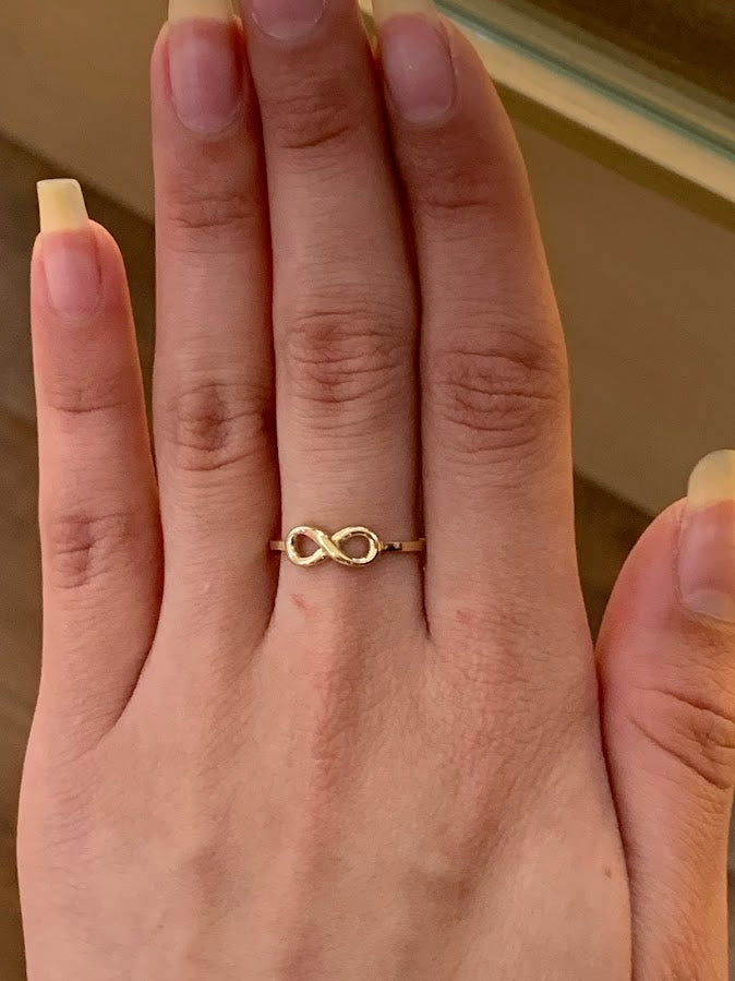 14k Gold Small Infinity Ring, Eternal Infinite Gold Ring, Gift for Her, Yellow Gold