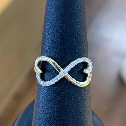 14k Gold Heart Infinity Ring, Love Heart Ring, Gold Heart Ring, Gift for Her, Infinity Love Ring , Yellow Gold CZ Stone
