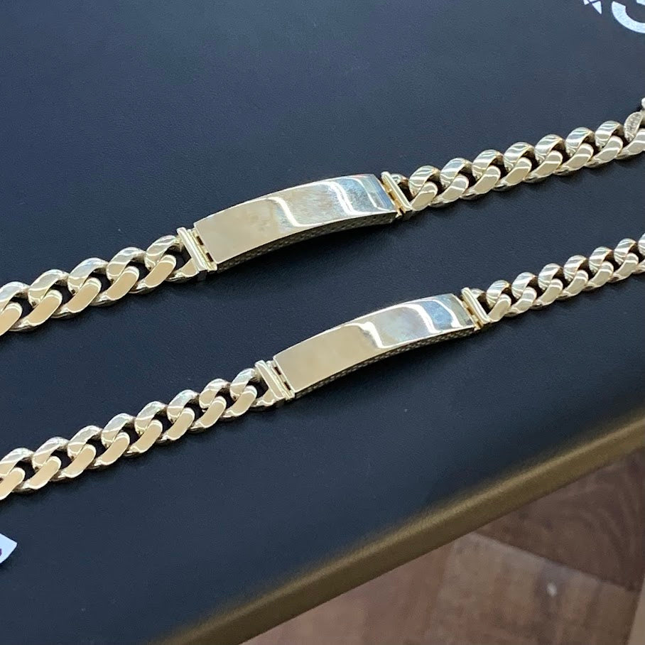 14k Gold Monaco ID Bracelet, Chain Link ID Bracelet, Name Plate Gold Bracelet, Yellow Gold, Monaco Style Link Bracelet, Custom Name Engrave Bracelet