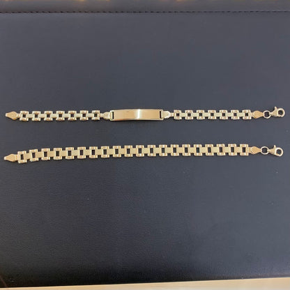 10k Gold RX ID Bracelet, Name Plate Gold Bracelet,Presidential Style Link, Custom Name Engrave Bracelet
