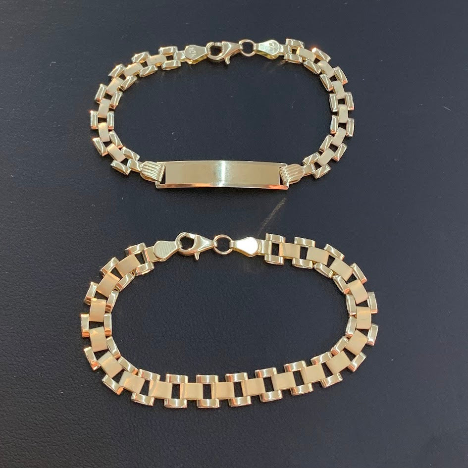 10k Gold RX ID Bracelet, Name Plate Gold Bracelet,Presidential Style Link, Custom Name Engrave Bracelet