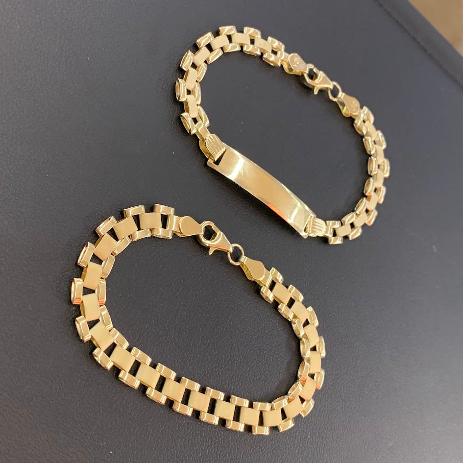 10k Gold RX ID Bracelet, Name Plate Gold Bracelet,Presidential Style Link, Custom Name Engrave Bracelet