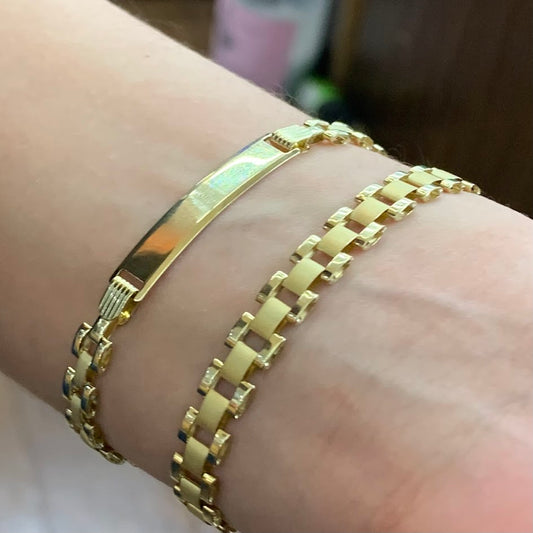 10k Gold RX ID Bracelet, Name Plate Gold Bracelet,Presidential Style Link, Custom Name Engrave Bracelet