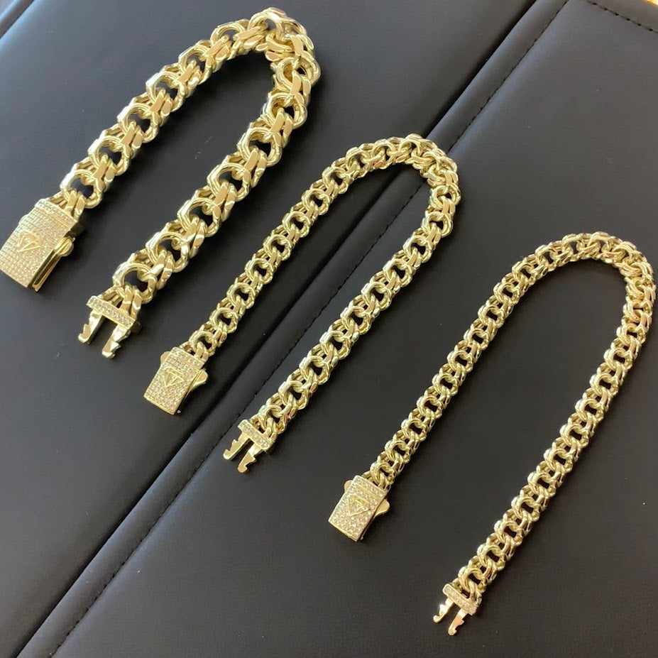 10k Gold Chino Link Bracelet, Chino Link Style Gold Bracelet, Link Gold Bracelet