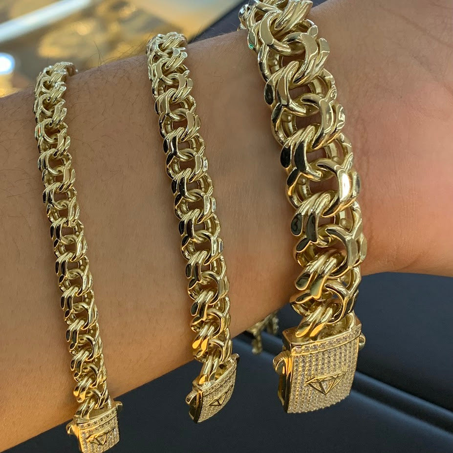 10k Gold Chino Link Bracelet, Chino Link Style Gold Bracelet, Link Gold Bracelet