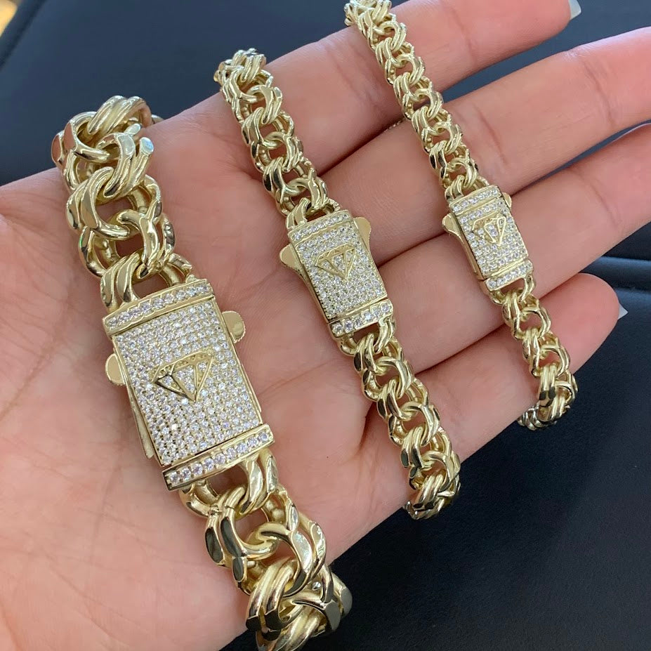 10k Gold Chino Link Bracelet, Chino Link Style Gold Bracelet, Link Gold Bracelet