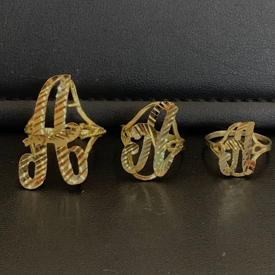 10k Gold Cursive "A" Initial Ring, Gold Letter Ring. Name Initial Ring, Women's Gold Ring, Small, Medium, Large Gold Cursive Initial Ring