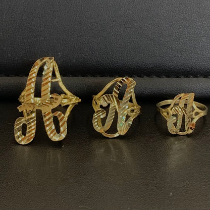 10k Gold Cursive "A" Initial Ring, Gold Letter Ring. Name Initial Ring, Women's Gold Ring, Small, Medium, Large Gold Cursive Initial Ring