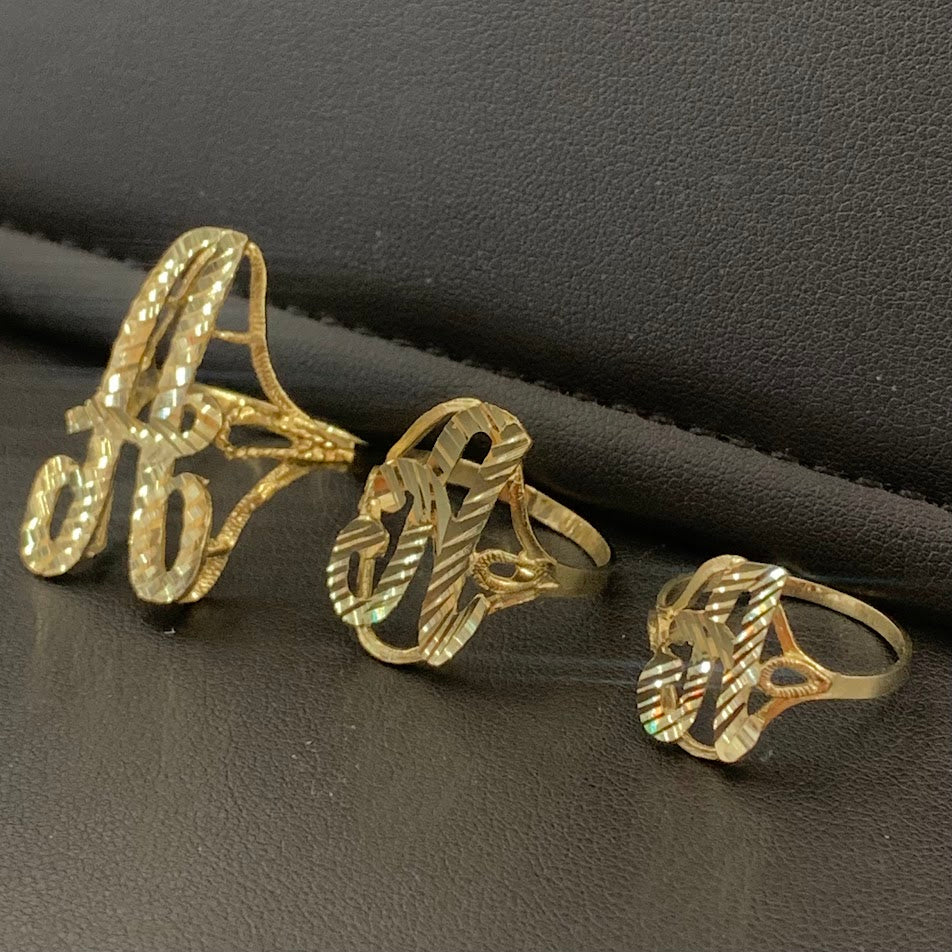 10k Gold Cursive "A" Initial Ring, Gold Letter Ring. Name Initial Ring, Women's Gold Ring, Small, Medium, Large Gold Cursive Initial Ring