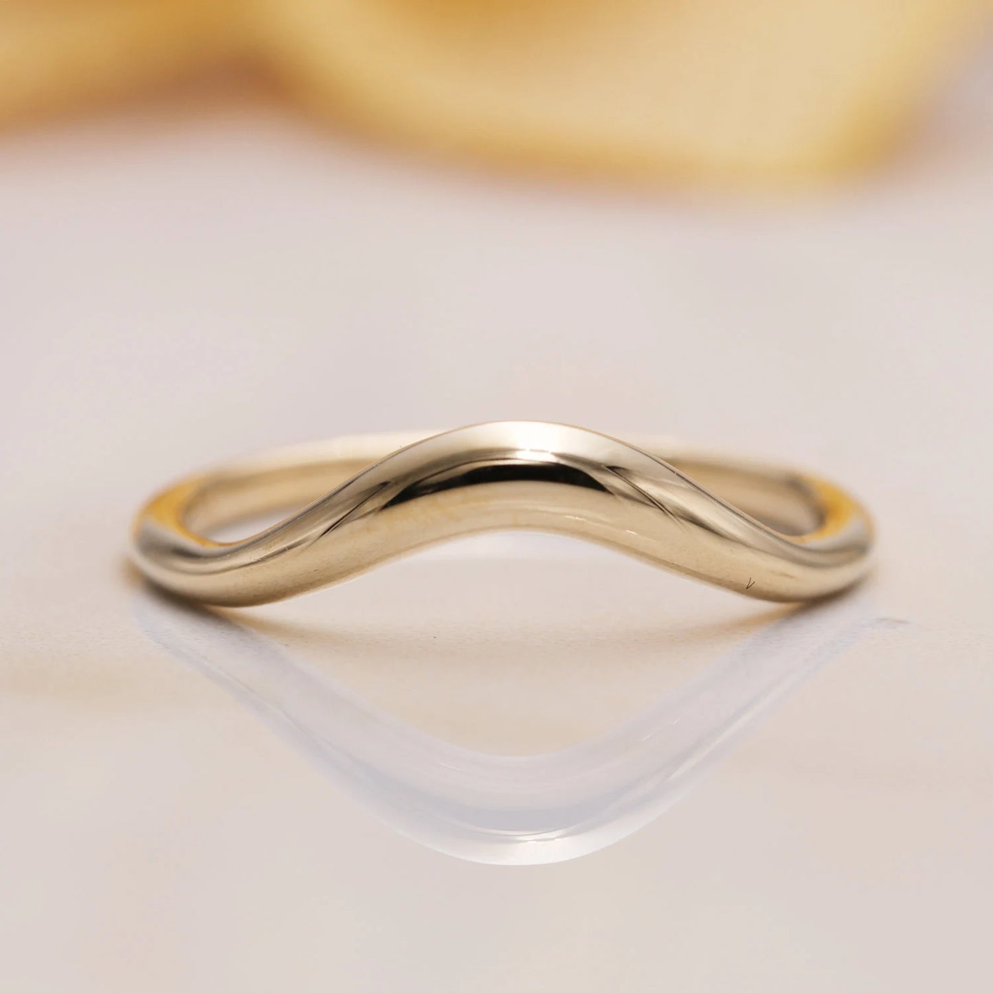 14K Solid Gold Big Curved  Wedding Band/Dainty Wedding Band/Perfect Matching Band/Stacking Ring/Gift for Her/Wedding Band/Unique