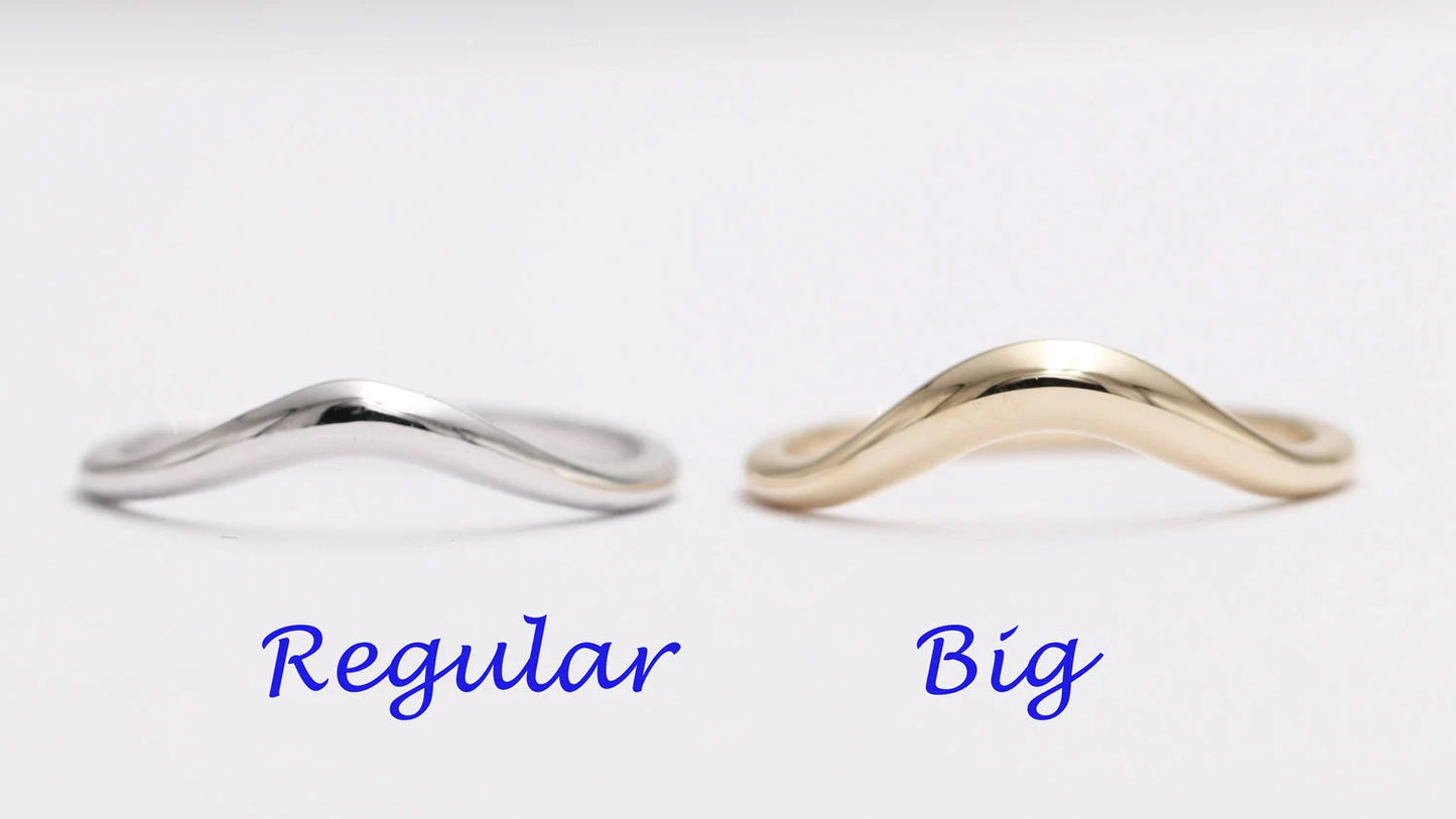 14K Solid Gold Big Curved  Wedding Band/Dainty Wedding Band/Perfect Matching Band/Stacking Ring/Gift for Her/Wedding Band/Unique