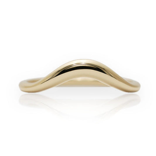 14K Solid Gold Big Curved  Wedding Band/Dainty Wedding Band/Perfect Matching Band/Stacking Ring/Gift for Her/Wedding Band/Unique