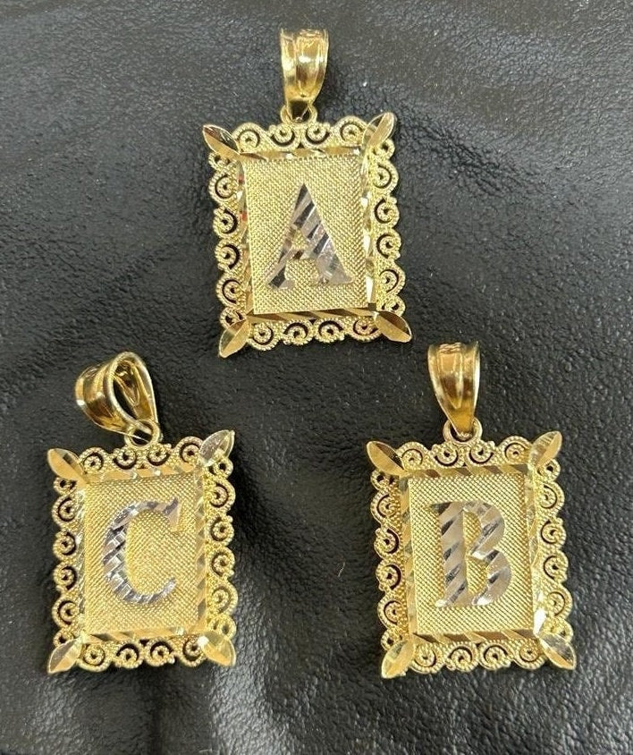 10k Gold Rectangle Initial Pendant, 14k, Gold Rectangle Initial Letter ...