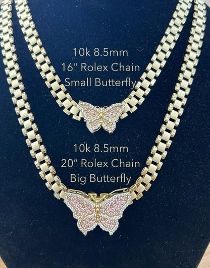 10k Gold Presidential Link Chain with Butterfly Pendant