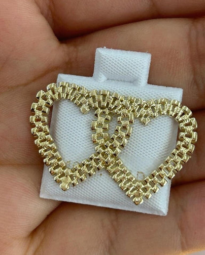 10k Yellow Gold Heart Presidential link Earrings, Gold Heart Earrings, Big Heart Earring, Small Heart Earring, Gold Love Hearts Earrings