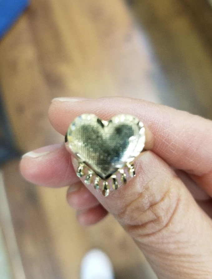 10k Gold Drippin Heart Ring, Gold Presidential Style Chain with Heart Pendant, Matching Earrings & Ring. 10k Gold Link Chain