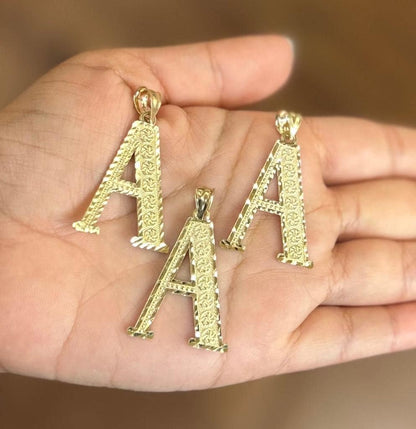 Fine Jewelry 10K Solid Yellow Gold Heart Initial Letter Charm Pendant A-Z Alphab - Foto 12