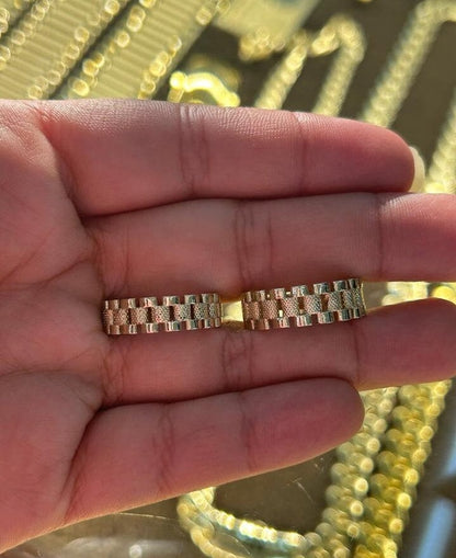 10k President Jubilee Band, Jubilee Band in Yellow Gold, Diamond cut, 6.8mm, 5.8mm Unisex Jubilee Band, Link Ring