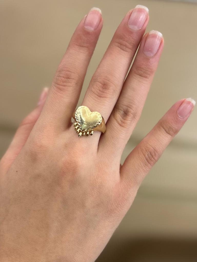 10k Gold Drippin Heart Ring, Gold Presidential Style Chain with Heart Pendant, Matching Earrings & Ring. 10k Gold Link Chain