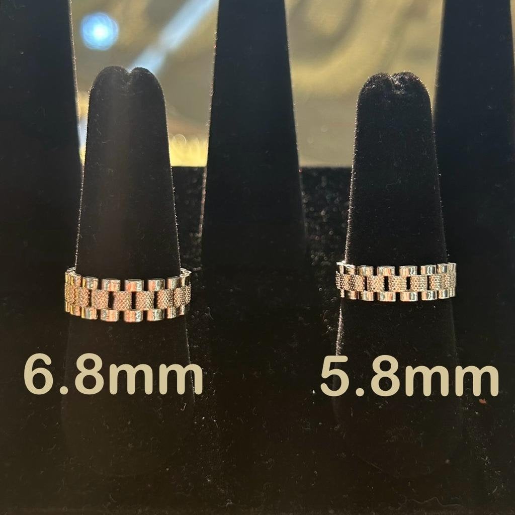 10k President Jubilee Band, Jubilee Band in Yellow Gold, Diamond cut, 6.8mm, 5.8mm Unisex Jubilee Band, Link Ring