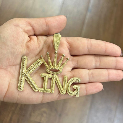 10k Gold King Pendant, 10k Gold Rich Pendant, Rich Crown Pendant, Big King Pendant, Gifts for Him, Birthday Gift, King Crown Pendant