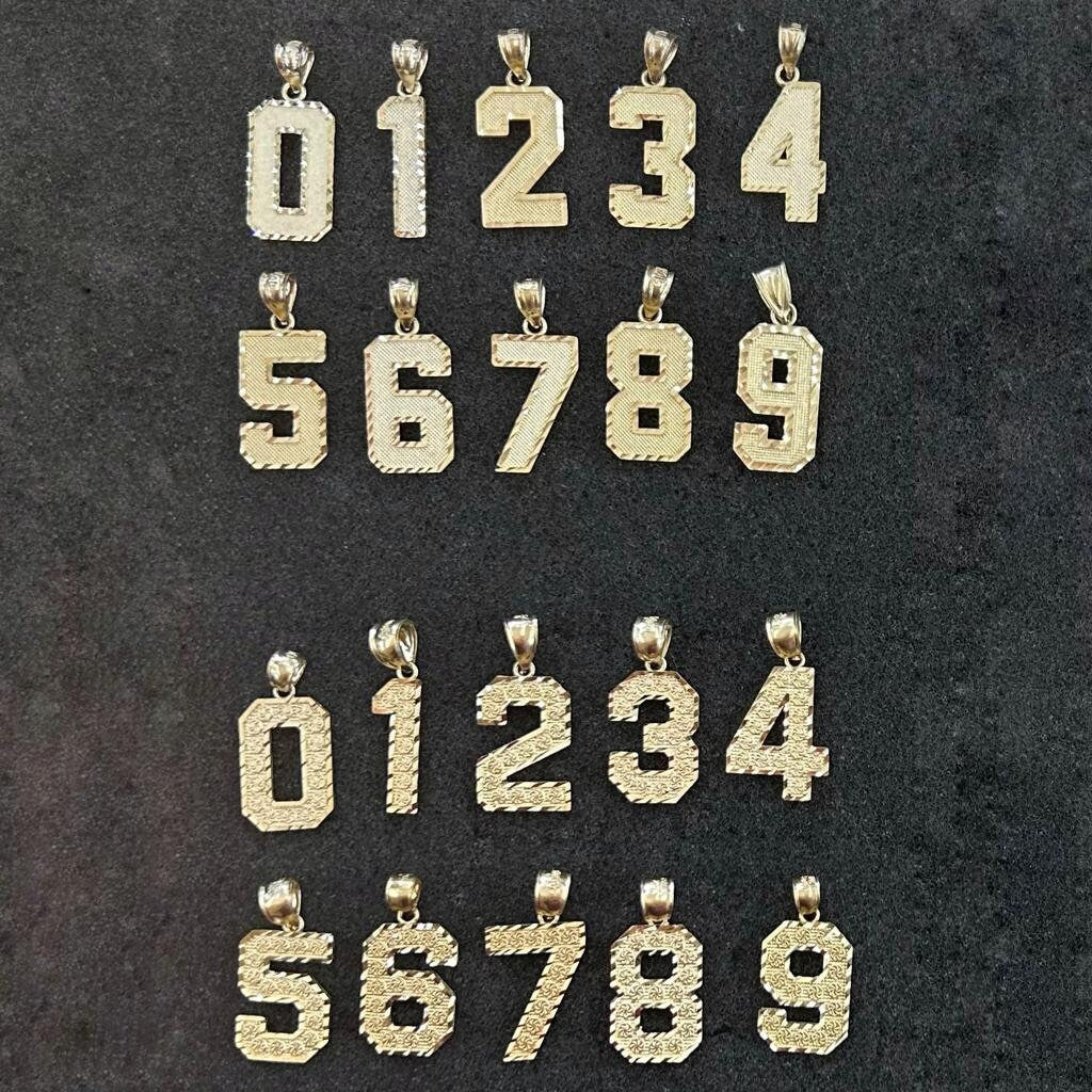 10k Gold Number Pendant, Gold Number Charm, Number Pendant, Small & Medium and Large Numbers, Nugget Stylr Number, Birthday Gift, Custom #