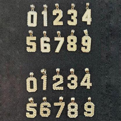 10k Gold Number Pendant, Gold Number Charm, Number Pendant, Small & Medium and Large Numbers, Nugget Stylr Number, Birthday Gift, Custom #