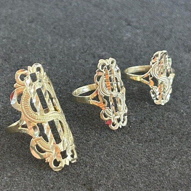 10k Gold Money Sign Ring, Gold Dollar Sign Ring, Money Ring (Style2)