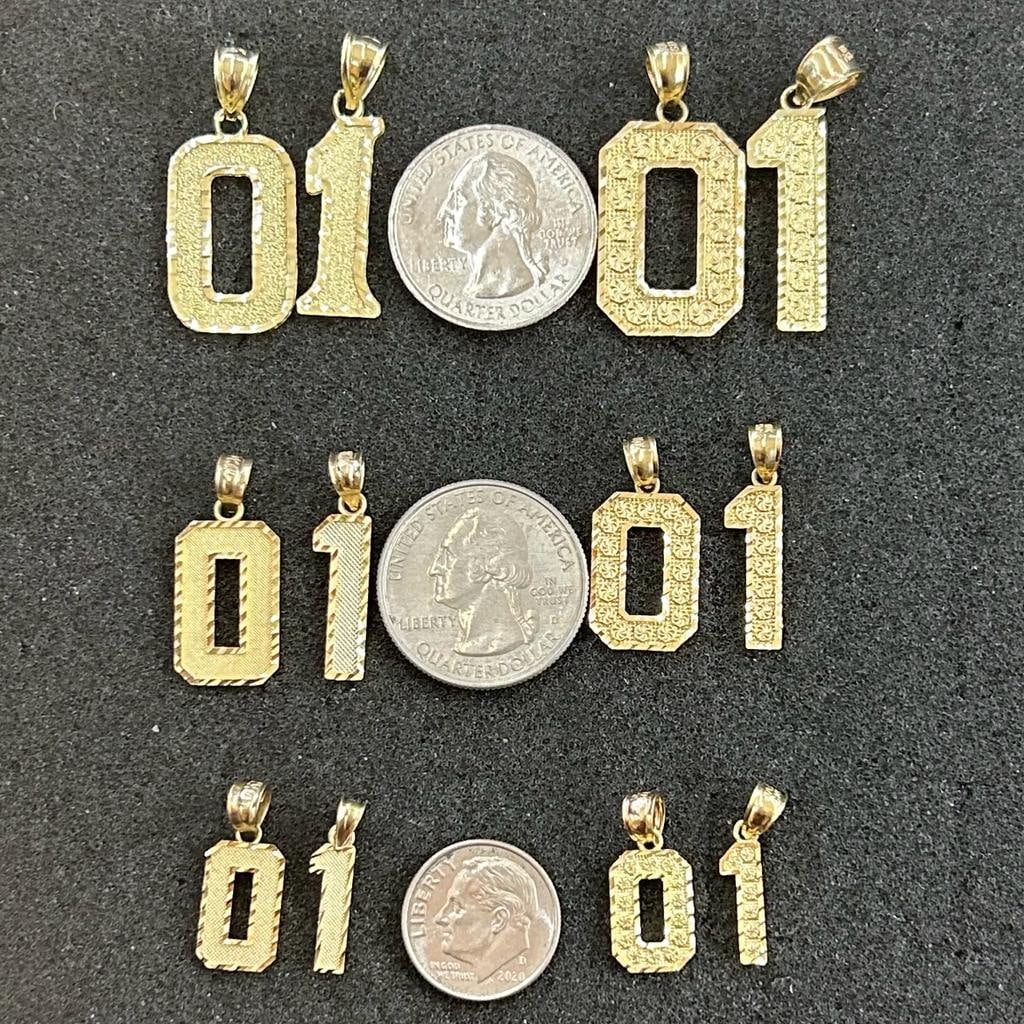 10k Gold Number Pendant, Gold Number Charm, Number Pendant, Small & Medium and Large Numbers, Nugget Stylr Number, Birthday Gift, Custom #