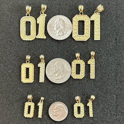 10k Gold Number Pendant, Gold Number Charm, Number Pendant, Small & Medium and Large Numbers, Nugget Stylr Number, Birthday Gift, Custom #