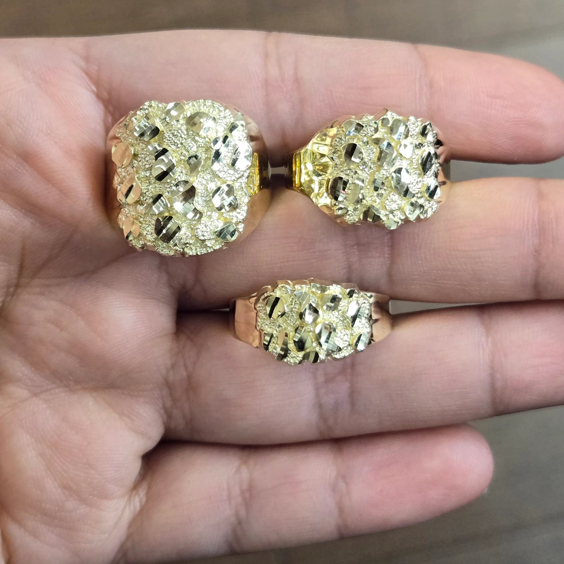 10k Gold Rectangle Nugget Ring, Gold Nugget Style Ring, Men's Gold