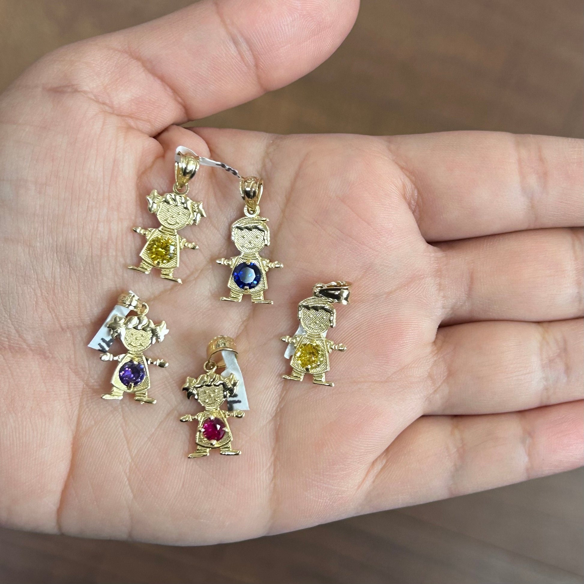 Birthstone Boy Birthstone Child Charm 14k Gold Baby Pendants