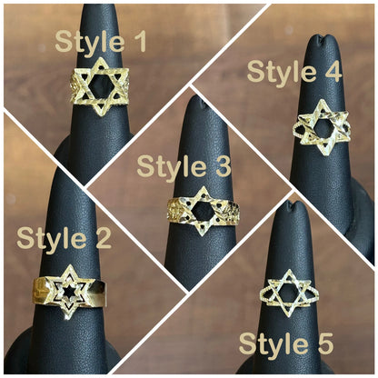 10k Gold Star of David Ring  Style 1, Gold Men's Ring, Birthday Ring Gift, Unisex Ring, Astronomy Ring, Star Ring, David Star Gold Ring, Diamond Cut